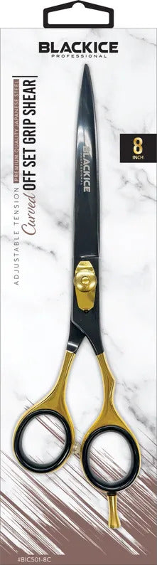 BLACK ICE Curved Off Set Grip Black/Gold 8" Shears